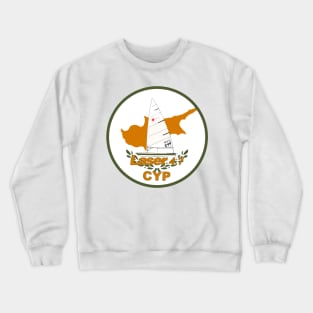 laser class sailboat on flag Cyprus Crewneck Sweatshirt